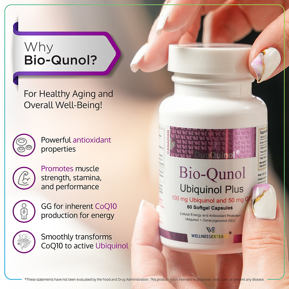 Bio-Qunol | Ubiquinol (CoQ10) Supplement with Geranylgeraniol (GG) and Vitamin C | 150 mg 60 Softgels