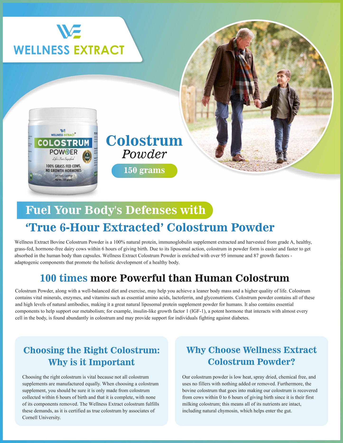 Brochure Bovine Colostrum Powder 150 g| Protein Lactoferrin Supplement | Hormone Free | True 6 Hour Extracted