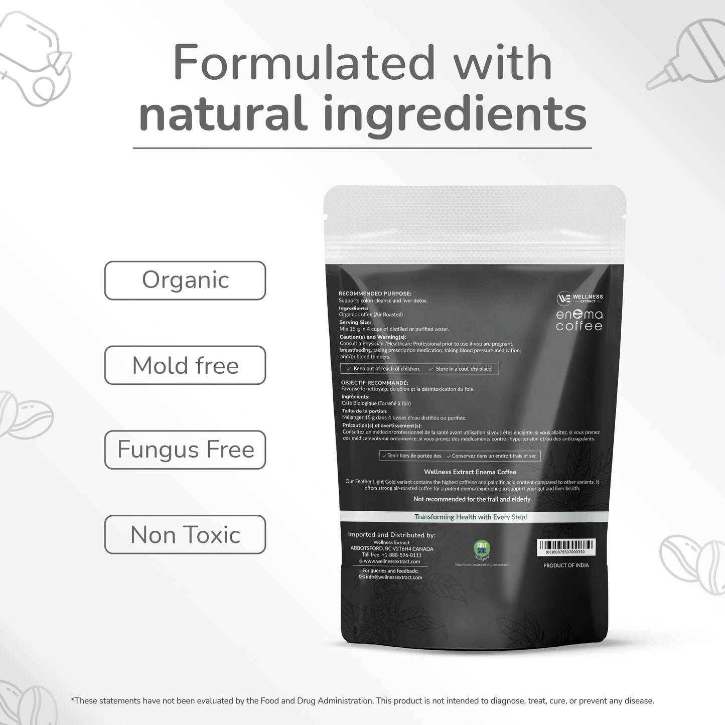 Coffee enema smooth air roast formulated with natural ingredients